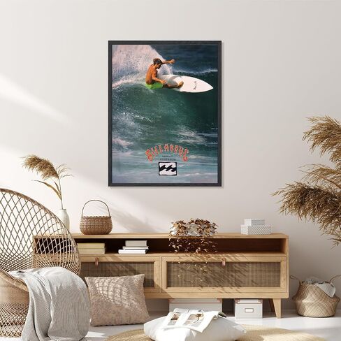 Black Framed Vintage Surfing Poster 1970s Classic Surf Wall Art Wave Surfboard Rider Coastal Canvas Print Retro Ocean Sports Picture Australia Beach Painting for Surfer Home Bedroom Decor 8x12inch in Saudi Arabia