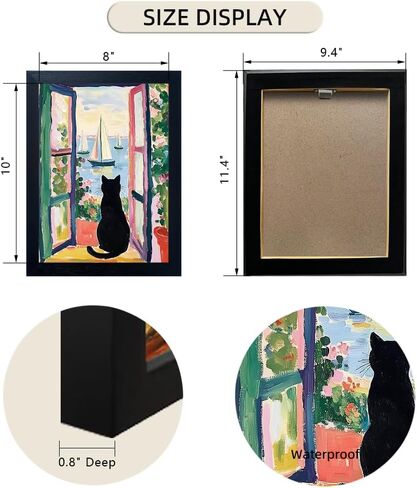 Framed Black Cat By the Sea Print Poster Henri Matisse Wall Art Funny Whimsical Cat Paintings Sailboats Artwork for Living Room Bedroom Bathroom Decor in Saudi Arabia