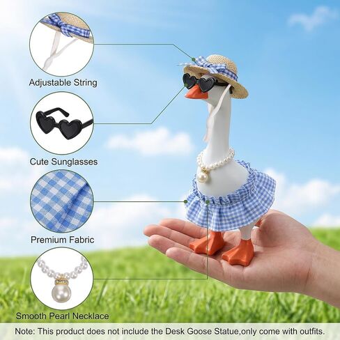 Desk Goose Outfits 7 Inch, 4 Sets Desk Goose Clothes with Cute Felt Hat Necklace Dresses and Sunglasses for Desktop Magnetic Gooses Statue Key Holder Decor Multicolor in Saudi Arabia