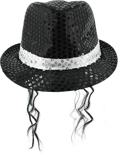 70s 80s Disco Costume Mens Dance Star Pop Star 5 Pcs Pop Rockstar Black Hat Glasses Bow Tie Sequins Gloves Microphone Set in Kuwait