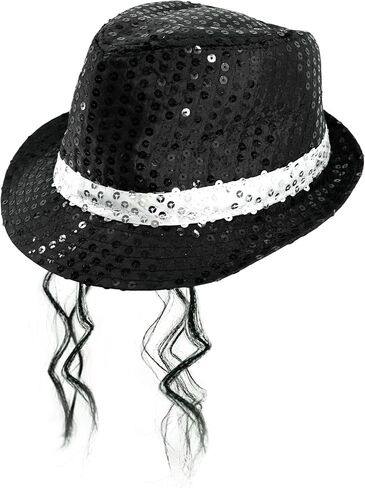 70s 80s Disco Costume Mens Dance Star Pop Star 5 Pcs Pop Rockstar Black Hat Glasses Bow Tie Sequins Gloves Microphone Set in Kuwait