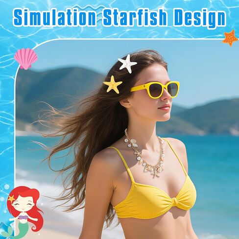 MJOGGOTT 6 Pcs Summer Mermaid Costume Accessories Set Women Cover up Beach Hand Crochet Skirt Shell Necklace Starfish Pearl Hair Clips and Mermaid Glitter for Women Halloween Cosplay Party in Saudi Arabia