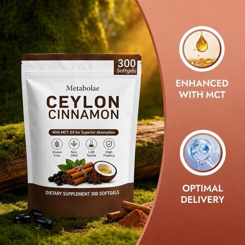 Metabolae Ceylon Cinnamon, Daily Supplements, Plant-Based, Non-GMO, Gluten-Free, 300 Softgels in Saudi Arabia