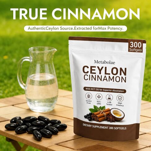 Metabolae Ceylon Cinnamon, Daily Supplements, Plant-Based, Non-GMO, Gluten-Free, 300 Softgels in Saudi Arabia