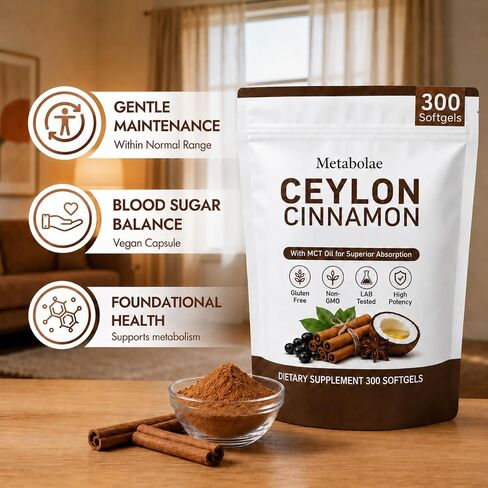 Metabolae Ceylon Cinnamon, Daily Supplements, Plant-Based, Non-GMO, Gluten-Free, 300 Softgels in Saudi Arabia