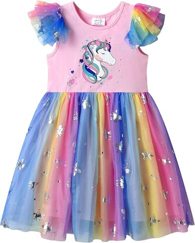 Vikita Girls Dresses Summer Party Pink Tutu Dress لمدة 2-12 سنة أطفال in Kuwait