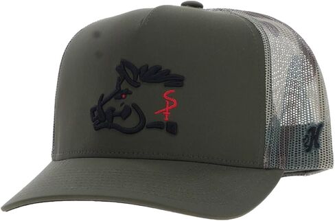Olive & Camo 'Sniper Pig' Hat w/Black & Red Stitching by Hooey in Kuwait