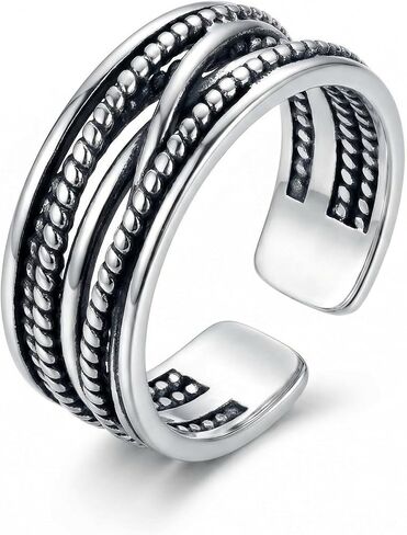 Thumb Ring Adjustable for Women Silver Chunky Twist Ring Cool Womens Vintage Y2K Braided Band Beautiful Statement Jewelry Trendy Chunky Silver Accessory for Women in Saudi Arabia