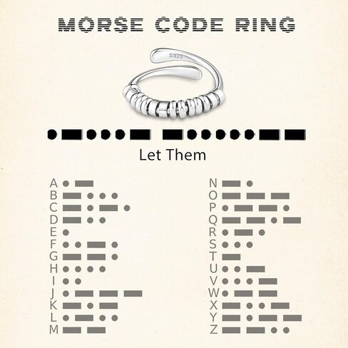 Morse Code Ring Let Them Ring for Women - 925 Sterling Silver Fidget Spinner Ring Faith Hope Adjustable Anxiety Ring Inspirational Jewelry Christian Encouragement Gift Hypoallergenic in Kuwait