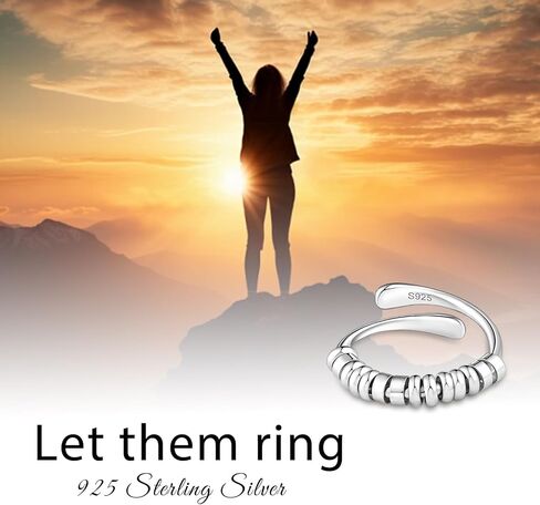 Morse Code Ring Let Them Ring for Women - 925 Sterling Silver Fidget Spinner Ring Faith Hope Adjustable Anxiety Ring Inspirational Jewelry Christian Encouragement Gift Hypoallergenic in Kuwait