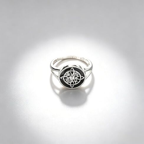 925 Sterling Silver Witches Knot Ring for Women, Vintage Egyptian Symbol Statement Ring, Black Enamel Inspired Jewelry, Ideal Birthday Valentine's Day Gift, Size 7-10 in Saudi Arabia