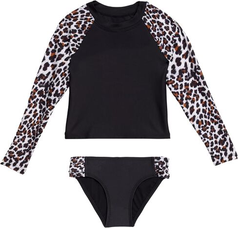 Aqua Green Girls' Longsleeve Rashguard Swimsuit and Swim Bottom 2-piece Set in Saudi Arabia