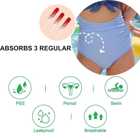 Teen Period Swimwear Girls One Piece Tummy Control Swimsuit Adjustable Straps High Waisted Bathing Suit Light Blue in Saudi Arabia