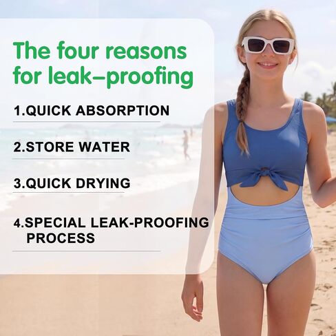 Teen Period Swimwear Girls One Piece Tummy Control Swimsuit Adjustable Straps High Waisted Bathing Suit Light Blue in Saudi Arabia
