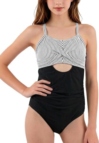 Yimoon Girls Swimsuit Teen Grils One Piece Swimsuits Ruched Bathing Suits Adjustable Straps Padded Cute Swimwear 9-18Y in Kuwait