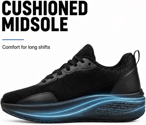 Non Slip Work Shoes for Men - Water Resistant Food Service Shoes for Restaurant, Kitchen & Hospital, Breathable Lightweight Cushioned Comfort, Easy Clean for Waiters, Chefs & Cooks Standing All Day in Saudi Arabia