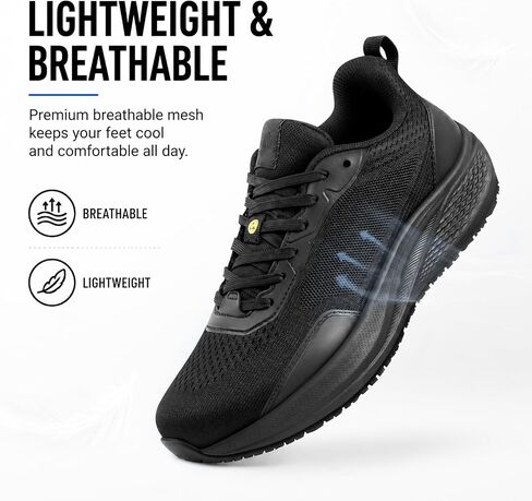 Non Slip Work Shoes for Men - Water Resistant Food Service Shoes for Restaurant, Kitchen & Hospital, Breathable Lightweight Cushioned Comfort, Easy Clean for Waiters, Chefs & Cooks Standing All Day in Saudi Arabia