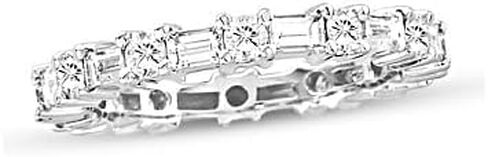 JITENDRA STORE ! 2.10 Ct Lab Created Diamond, Baguette & Round Cut Full Eternity Band Ring, Sterling Silver 925, 14K White Gold Plated, Wedding Anniversary & Birthday Ring, in Kuwait