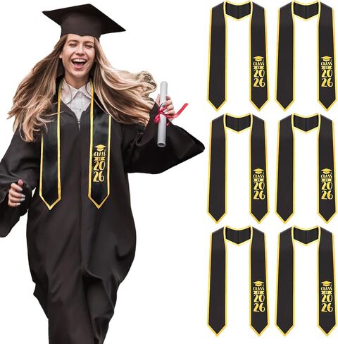 JUTOM 6 PCS CLASS OF 2025 TRAGUTION SASH 60 inch sash التخرج مع GOLD TRIM HONER Stole SASH للتخرج in Kuwait
