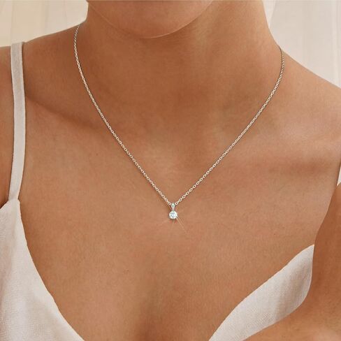 shownii Diamond Necklace Certified LAB GROWN Diamond 0.25-0.5CT Round Pendant Necklaces for Women 14K White Gold Plated Sterling Silver Womens Necklace Dainty Jewelry Present(GH Color, SI1-VS2 Clarity, 3 Prong) in Saudi Arabia