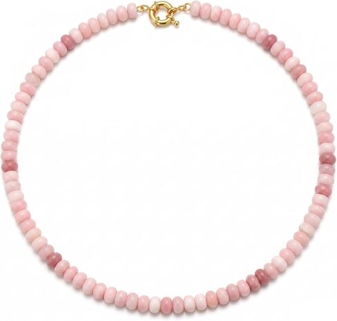 Beaded Gemstone Necklaces for Women Colorful Natural Stone Beads Necklace Boho Beaded Choker Necklace Handmade Summer Beach Jewelry in Saudi Arabia