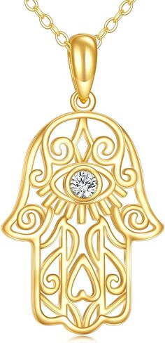 KECHO Gold Hamsa Hand Necklace 14k Gold Evil Eye Necklace Lucky Protection Jewelry Christmas Gifts for Women in Kuwait