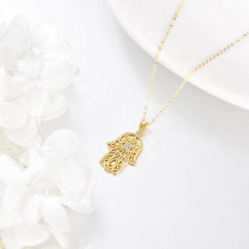 KECHO Gold Hamsa Hand Necklace 14k Gold Evil Eye Necklace Lucky Protection Jewelry Christmas Gifts for Women in Kuwait