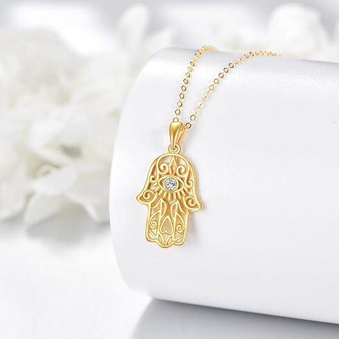 KECHO Gold Hamsa Hand Necklace 14k Gold Evil Eye Necklace Lucky Protection Jewelry Christmas Gifts for Women in Kuwait