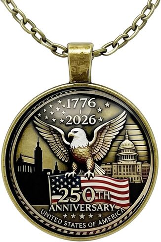 250 Anniversary USA Merchandise ,America 250th Anniversary Necklace,1776-2026 Patriotic Keepsake Necklace - Bald Eagle American Flag Pendant Vintage Bronze Chain - Independence Day 4th of July Memorial Day Veterans Day Gift for Women Men in Saudi Arabia