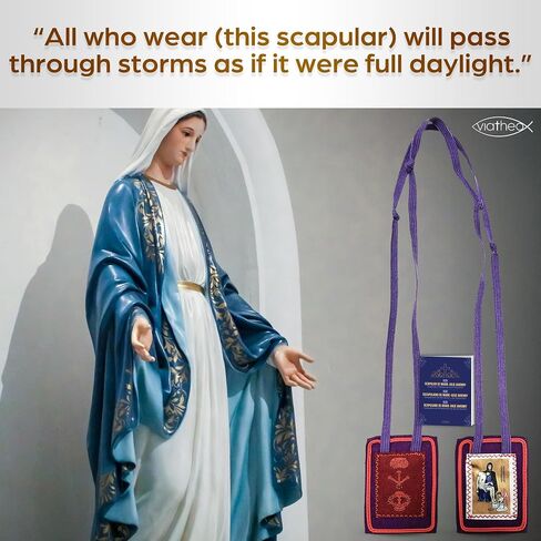 Catholic Scapular Marie Julie Jahenny Purple Scapular of Blessing and Protection - Small Handmade Wool Religious Necklace for Women - Escapulario Morado in Saudi Arabia