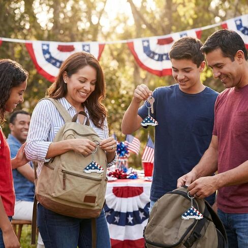 سلسلة مفاتيح معدنية من Fun Express Memorial Day مع حلية علم المينا - 12 قطعة in Kuwait