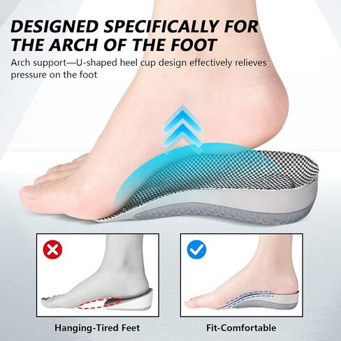1.5 Inch Height Increase Insoles, 1 1/2 Inch Half Length Heel Lift Pads | Ergonomic High-Fit & Strong Arch Support | Non-Slip Composite Shoe Inserts for Men Women | Height Boosters for Sneakers, Boots in Kuwait