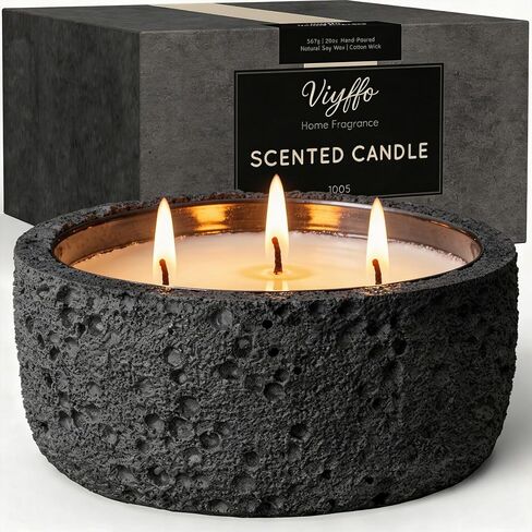 Viyffo 20oz Large Citronella Candles Outdoor, 3 Wick Citronella Candle, Non Toxic Soy Candles for Women, Matte Ivory Ceramic Jar, Outdoor Candle for Patio, Porch, Backyard, Deck & Summer Decor in Saudi Arabia