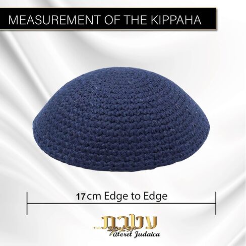 Set of 3-Pcs - Handmade Knitted Kippahs Kipah Size 17 cm in Blue Color for Men Boys and Kids, Yamakah Hat from Israel - Kippot Bulk in Saudi Arabia