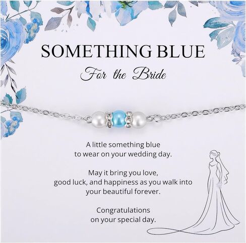 Ralukiia Something Blue Bracelet for Bride Wedding Jewelry, Bridal Bracelet Gift, Something Blue Wedding Tradition Jewelry for Daughter, Bridal Shower Gift, Bachelorette Party Favors in Kuwait
