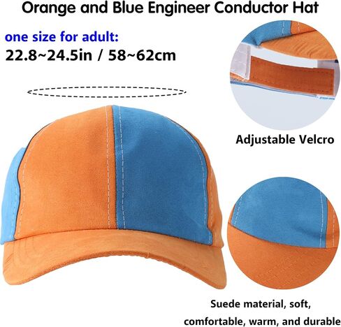 Orange and Blue Engineer Conductor Hat Pumpkin Hat for Adult in Saudi Arabia