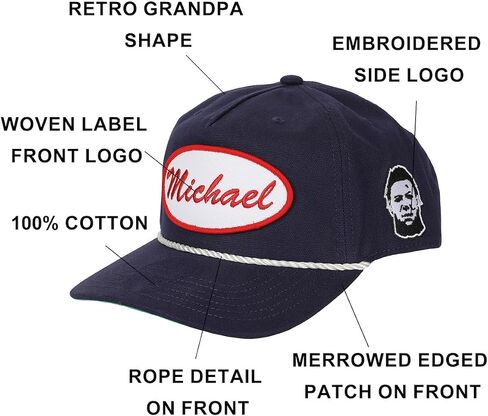 John Carpenter's Halloween Michael Name Patch Navy Retro Grandpa Snapback Hat in Saudi Arabia
