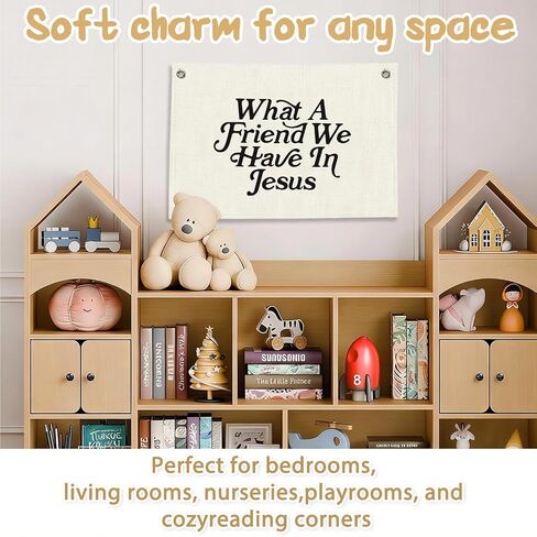 RTXLEZM Kids Room Decor, What a Friend We Have in Jesus Christian Canvas Banner Wall Hanging, Minimalist Bible Verse Wall Art Prints for for Classroom, Playroom，Nursery, Kids Room, 20x30 Inch in Saudi Arabia