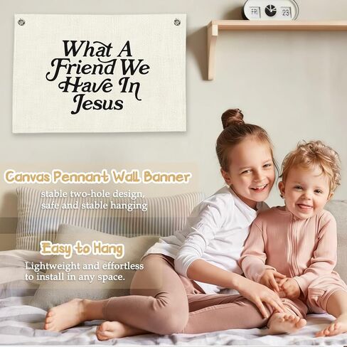 RTXLEZM Kids Room Decor, What a Friend We Have in Jesus Christian Canvas Banner Wall Hanging, Minimalist Bible Verse Wall Art Prints for for Classroom, Playroom，Nursery, Kids Room, 20x30 Inch in Saudi Arabia