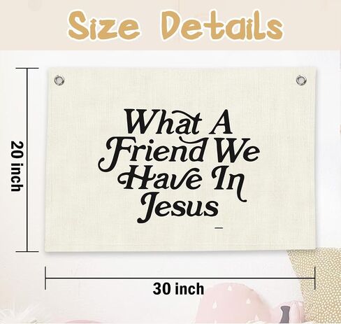 RTXLEZM Kids Room Decor, What a Friend We Have in Jesus Christian Canvas Banner Wall Hanging, Minimalist Bible Verse Wall Art Prints for for Classroom, Playroom，Nursery, Kids Room, 20x30 Inch in Saudi Arabia