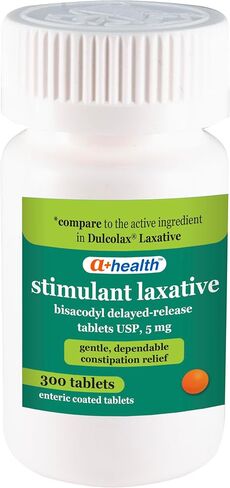 A+Health Stimulant Laxative, Bisacodyl Tablets USP 5mg, 300 Count | Delayed Release, Relieve Occasional Constipation and Irregularity in Saudi Arabia