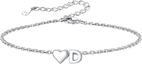 Silvora Initial Bracelet A-Z Dainty Heart Bracelets for Women Personalized Bracelets for Women Charm Bracelet with Initials, Adjustable 6.3"+2" Extender Chain in Kuwait