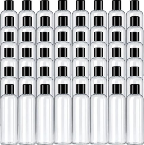 48 Pack 8oz Travel Size Bottles Leak Proof Squeeze Refillable Clear Toiletries and Shampoo Liquid Containers with Black Disc Cap in Kuwait