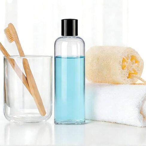 48 Pack 8oz Travel Size Bottles Leak Proof Squeeze Refillable Clear Toiletries and Shampoo Liquid Containers with Black Disc Cap in Kuwait