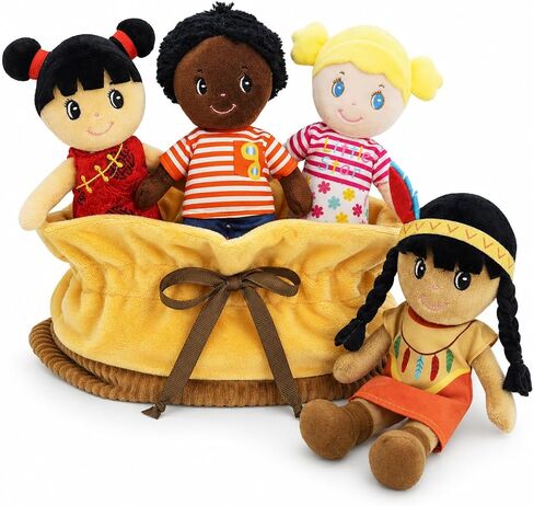 June Garden Soft Baby Doll Set - Multicultural Diversity 8.5" Plush Baby Dolls with Storage Bag - Gift for Infants and Toddlers in Kuwait