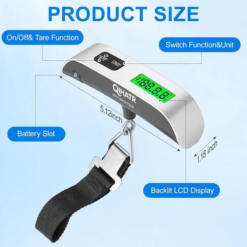 Luggage Scale, 110lb Portable Luggage Weight Scale for Travel with Backlit LCD, 4-Unit Switching, Non-Slip, Luggage Scale for Luggage, Backpacks, Packages in Saudi Arabia