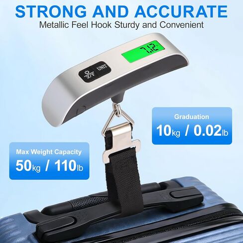 Luggage Scale, 110lb Portable Luggage Weight Scale for Travel with Backlit LCD, 4-Unit Switching, Non-Slip, Luggage Scale for Luggage, Backpacks, Packages in Saudi Arabia