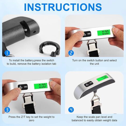 Luggage Scale, 110lb Portable Luggage Weight Scale for Travel with Backlit LCD, 4-Unit Switching, Non-Slip, Luggage Scale for Luggage, Backpacks, Packages in Saudi Arabia