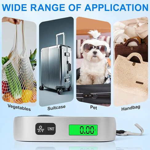Luggage Scale, 110lb Portable Luggage Weight Scale for Travel with Backlit LCD, 4-Unit Switching, Non-Slip, Luggage Scale for Luggage, Backpacks, Packages in Saudi Arabia