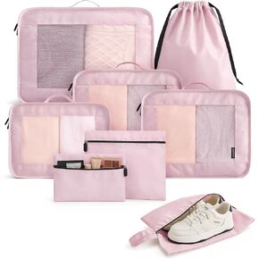 LIGHT FLIGHT 8 Set Packing Cubes for Travel, Durable Travel Essentials for Cruish Ship, Suitcase Organizer Packing Bags (8-Pack 1L+2M+1S+1Shoe Bag+2Toiletry Bags+1Laundry Bag) in Saudi Arabia
